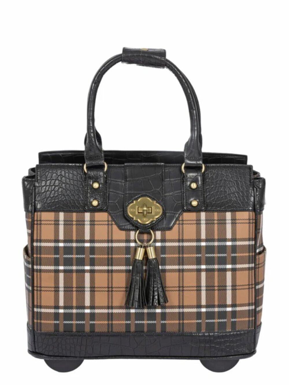 JKM & Company Mad for Plaid Rolling Laptop Bag, Travel Bag, Briefcase